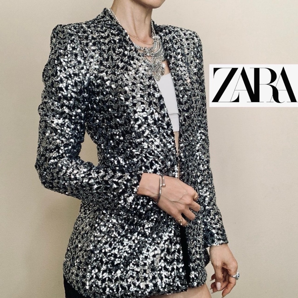 Zara Silver Sequin Blazer